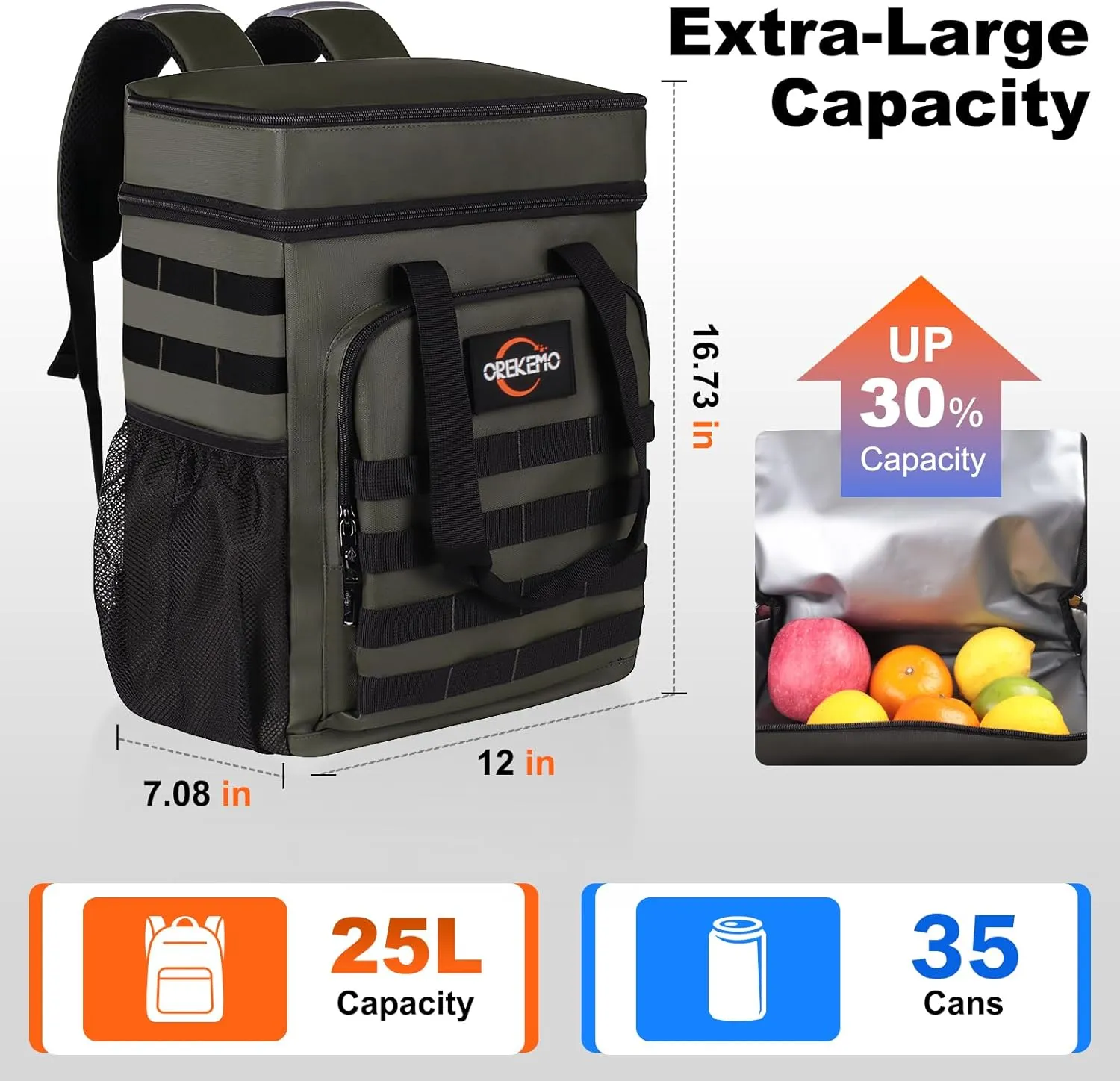 Insulated Cooler Backpack Waterproof Leak-Proof Over-Size Storage for Picnic, Camping, Lunch, Large Soft Cooler Bag Outdoor