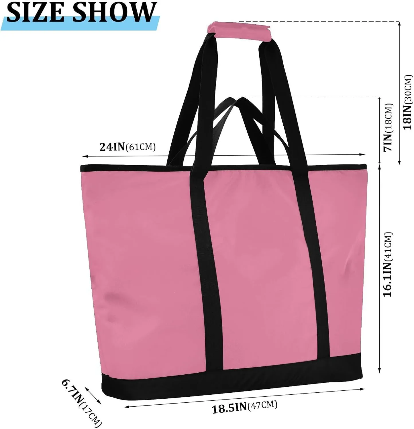 Insulated Cooler Tote Bag Keeps Food Hot or Cold Reusable Shopping Bags for Groceries with Zipper for Beach Travel Picnics