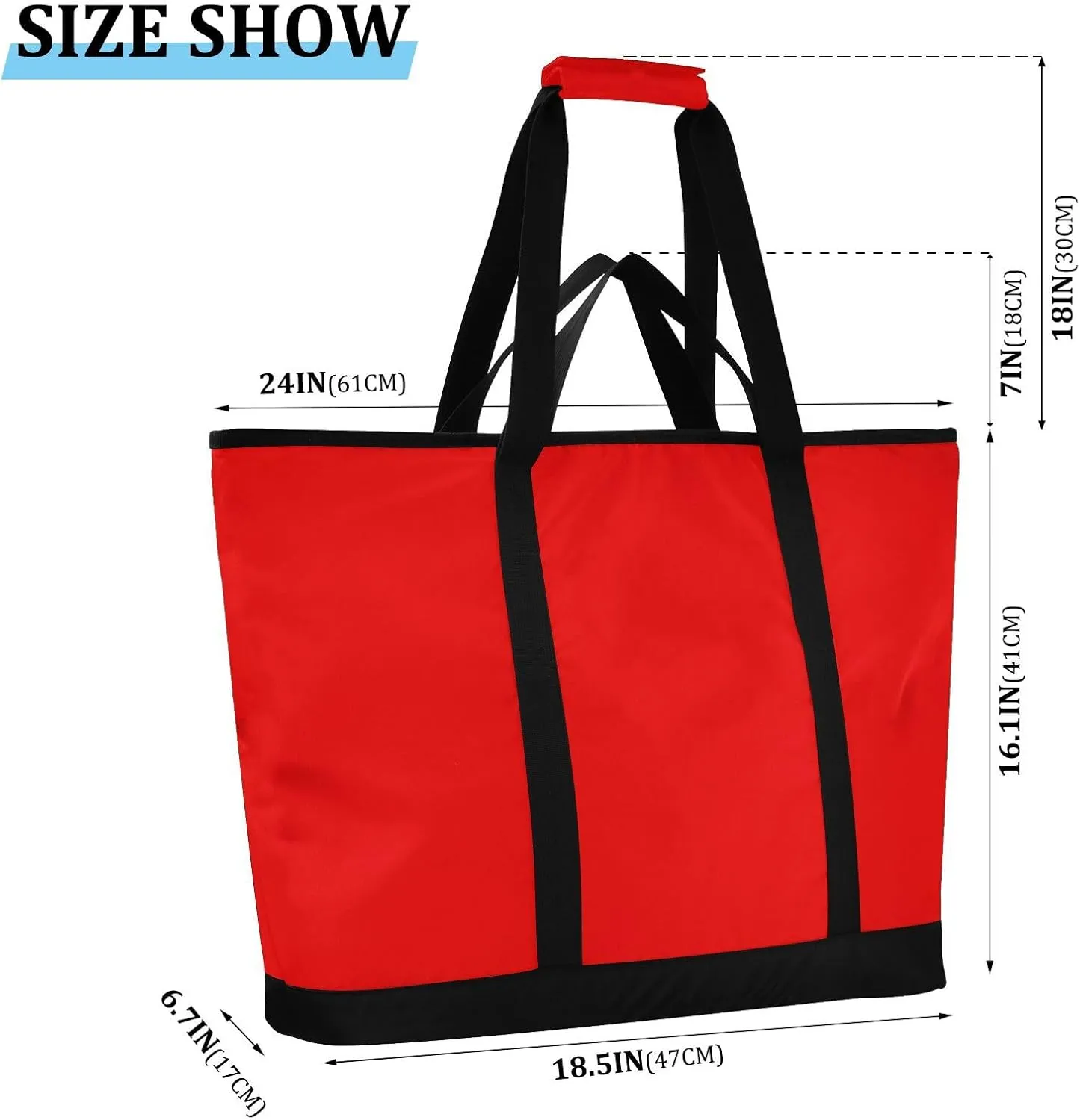 Insulated Cooler Tote Bag Keeps Food Hot or Cold Reusable Shopping Bags for Groceries with Zipper for Beach Travel Picnics