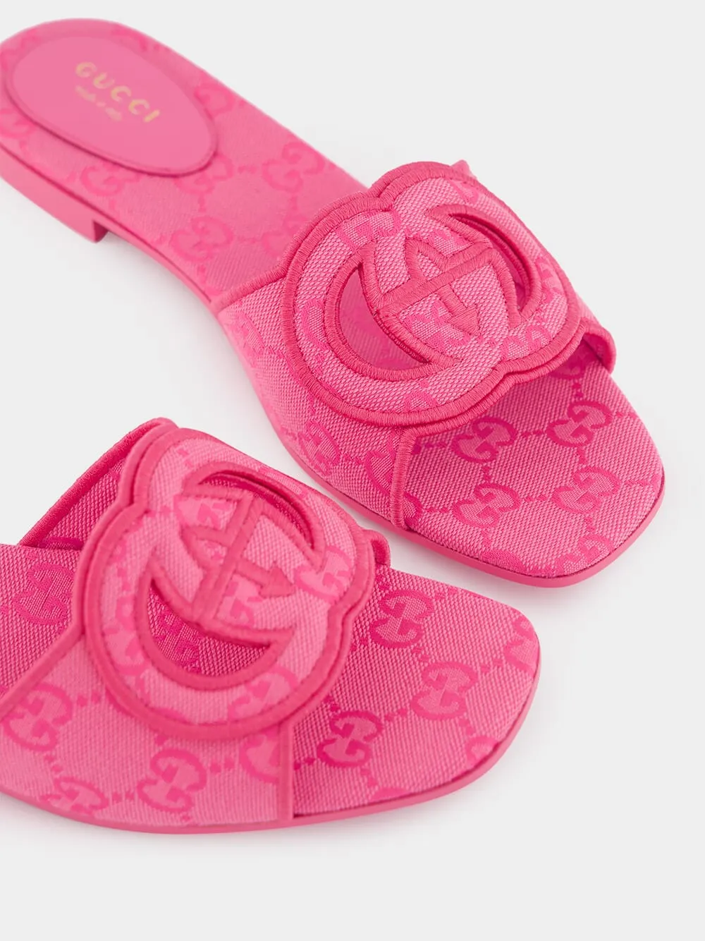 Interlocking G Pink Slide Sandals