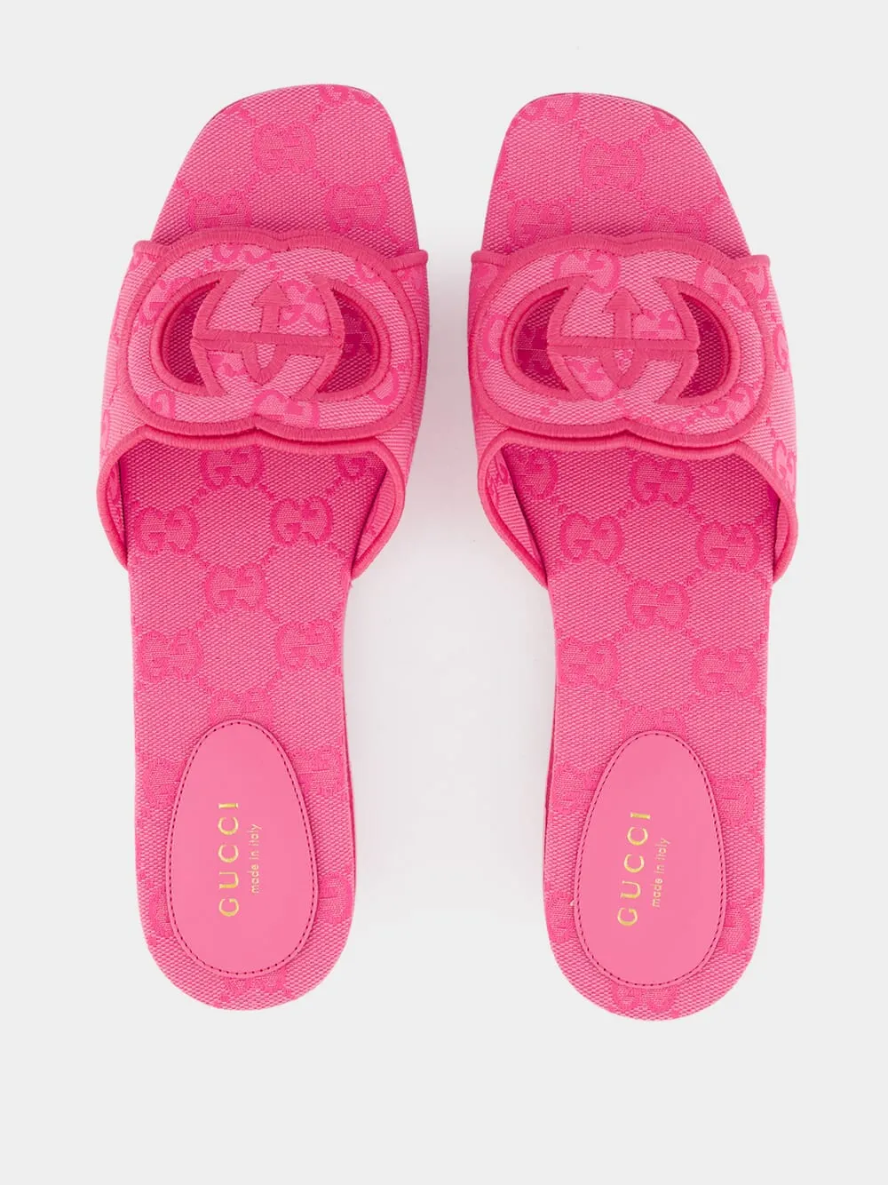 Interlocking G Pink Slide Sandals