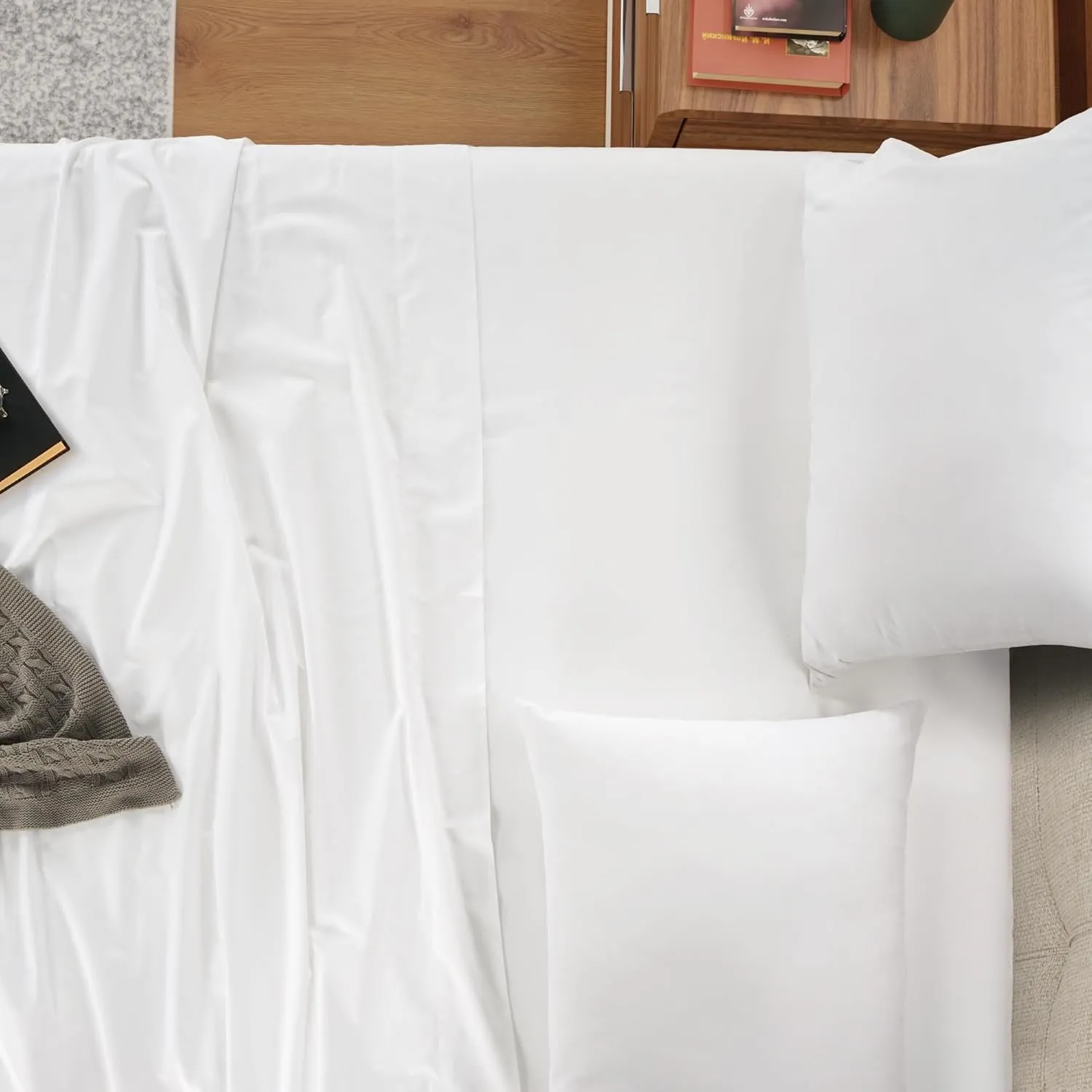 IZOD 100% Egyptian Cotton Sheets Set Twin XL Size, Cotton Percale Crisp Sheet Set 3Pc, Lightweight & Deep Pocket fits Upto 17",Long-Staple Soft Combed,Hotel Style Sheets Luxury Bedding Sheet-White