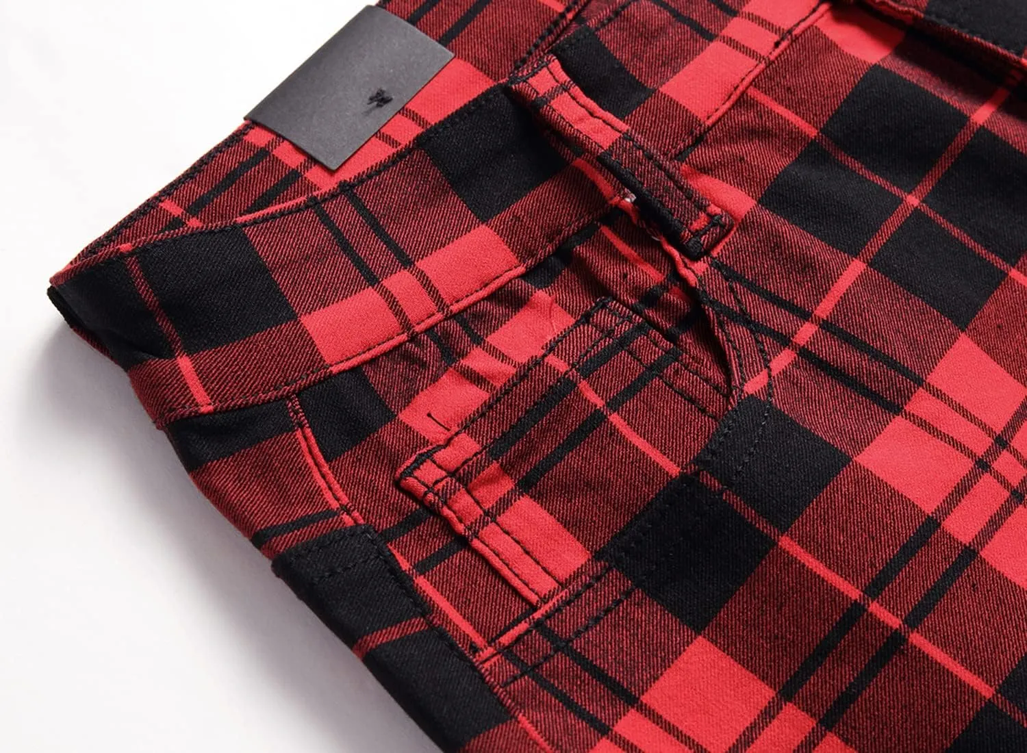 JE&NS Men's Stretch Slim Fit Flat-Front Casual Skinny Chinos Plaid Dress Pants