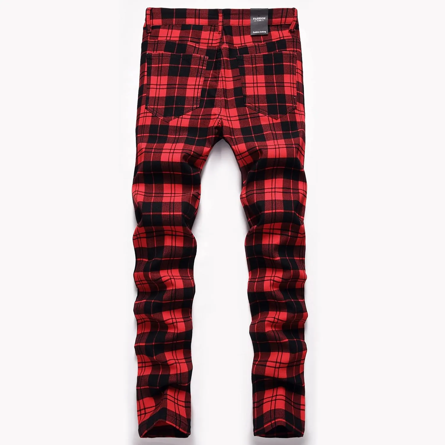 JE&NS Men's Stretch Slim Fit Flat-Front Casual Skinny Chinos Plaid Dress Pants