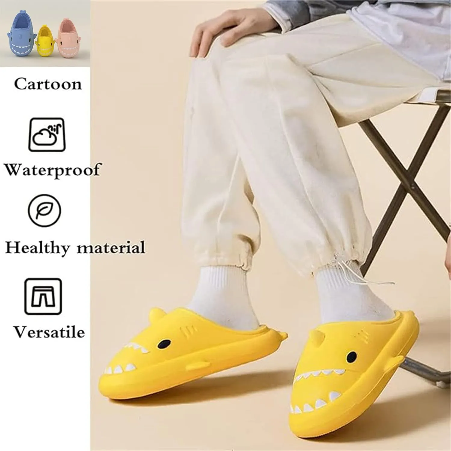 Jfxgjuv Sharklas Originales Kids Polares, Shark Slides Winter Cute Plush Animal Shark Slippers Fuzzy Warm Soft No-Slip House Shoes for Women Men Kids