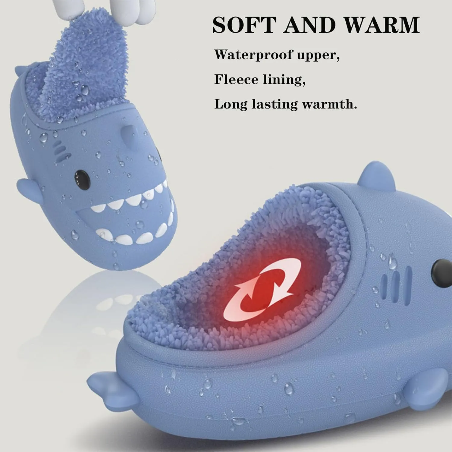 Jfxgjuv Sharklas Originales Kids Polares, Shark Slides Winter Cute Plush Animal Shark Slippers Fuzzy Warm Soft No-Slip House Shoes for Women Men Kids