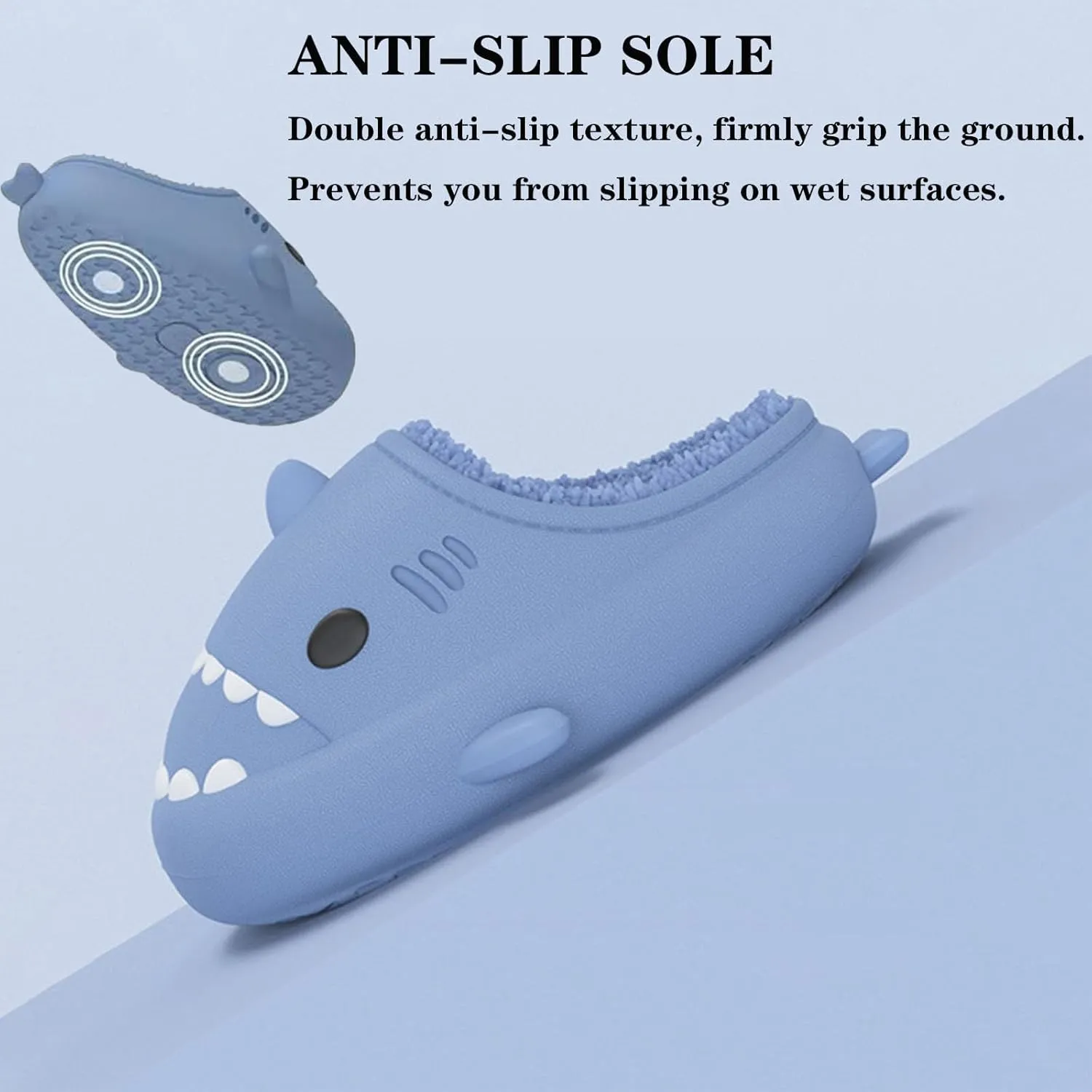 Jfxgjuv Sharklas Originales Kids Polares, Shark Slides Winter Cute Plush Animal Shark Slippers Fuzzy Warm Soft No-Slip House Shoes for Women Men Kids