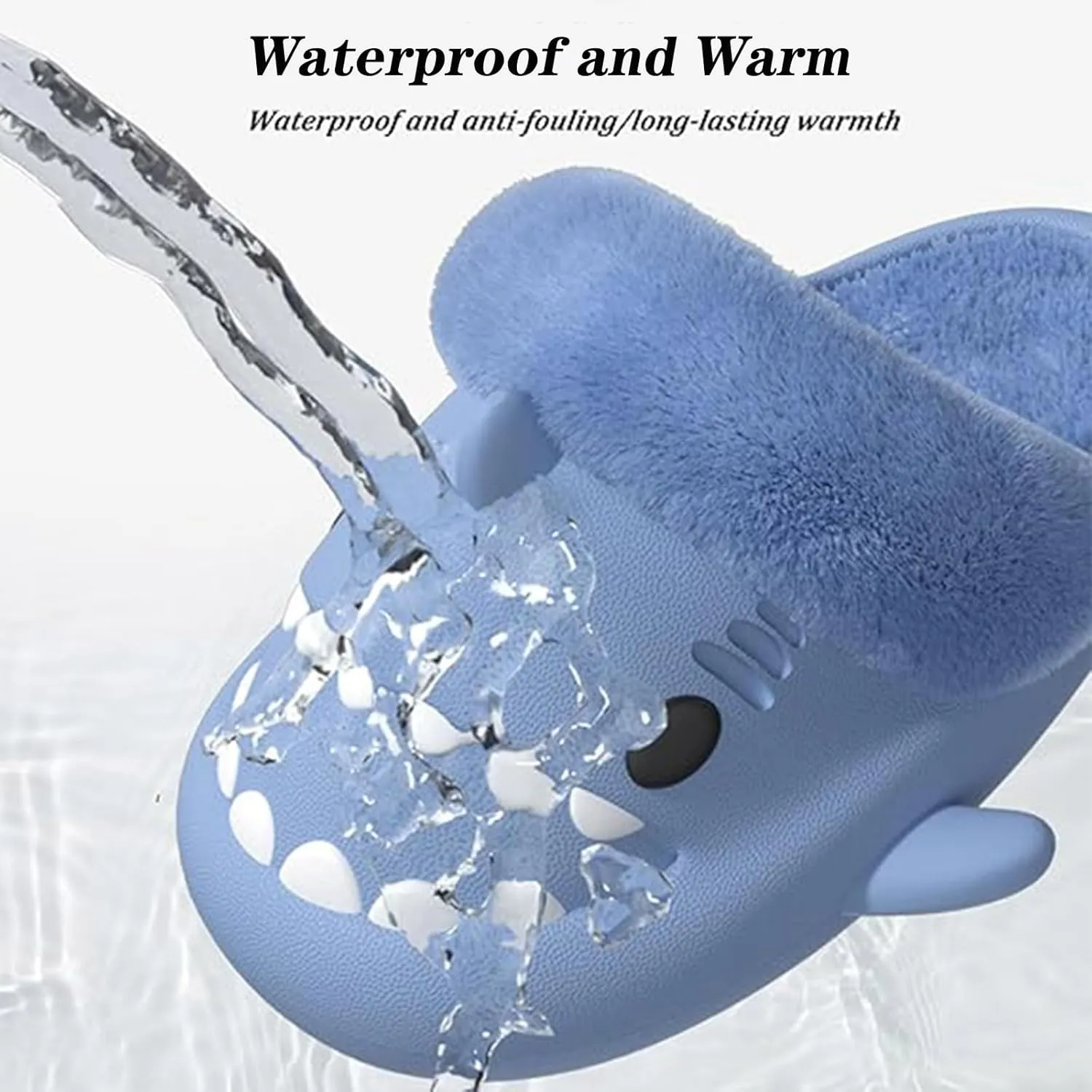 Jfxgjuv Sharklas Originales Kids Polares, Shark Slides Winter Cute Plush Animal Shark Slippers Fuzzy Warm Soft No-Slip House Shoes for Women Men Kids