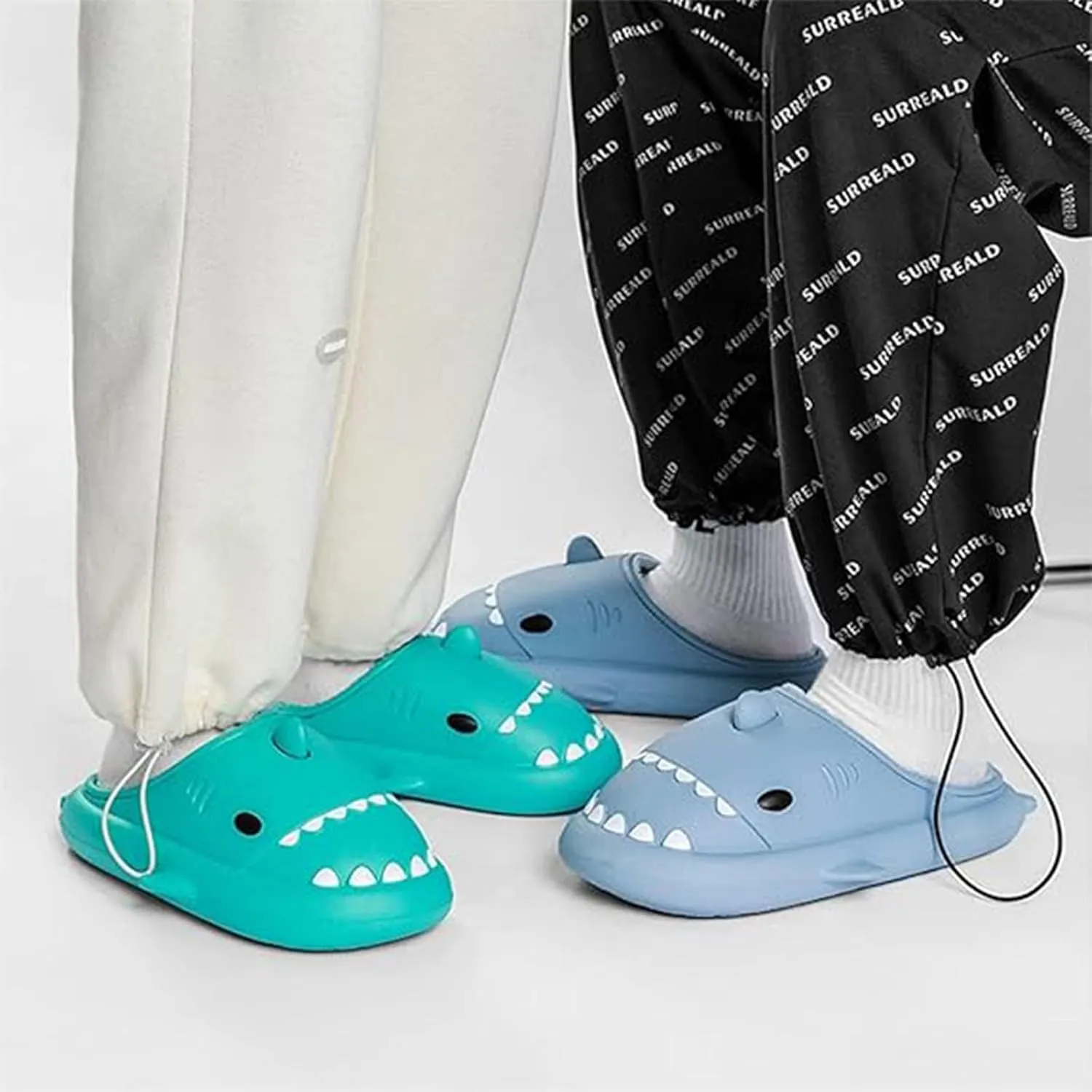 Jfxgjuv Sharklas Originales Kids Polares, Shark Slides Winter Cute Plush Animal Shark Slippers Fuzzy Warm Soft No-Slip House Shoes for Women Men Kids