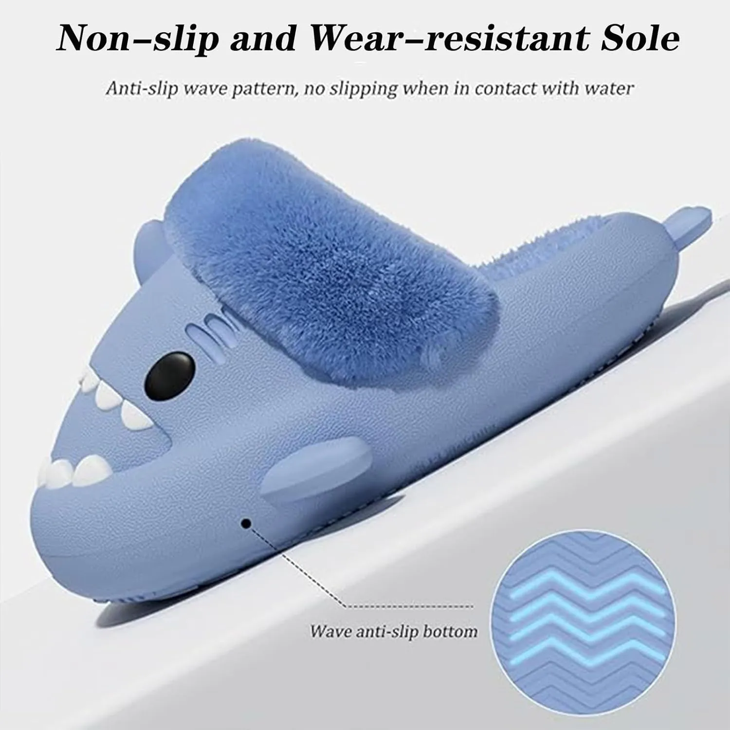 Jfxgjuv Sharklas Originales Kids Polares, Shark Slides Winter Cute Plush Animal Shark Slippers Fuzzy Warm Soft No-Slip House Shoes for Women Men Kids