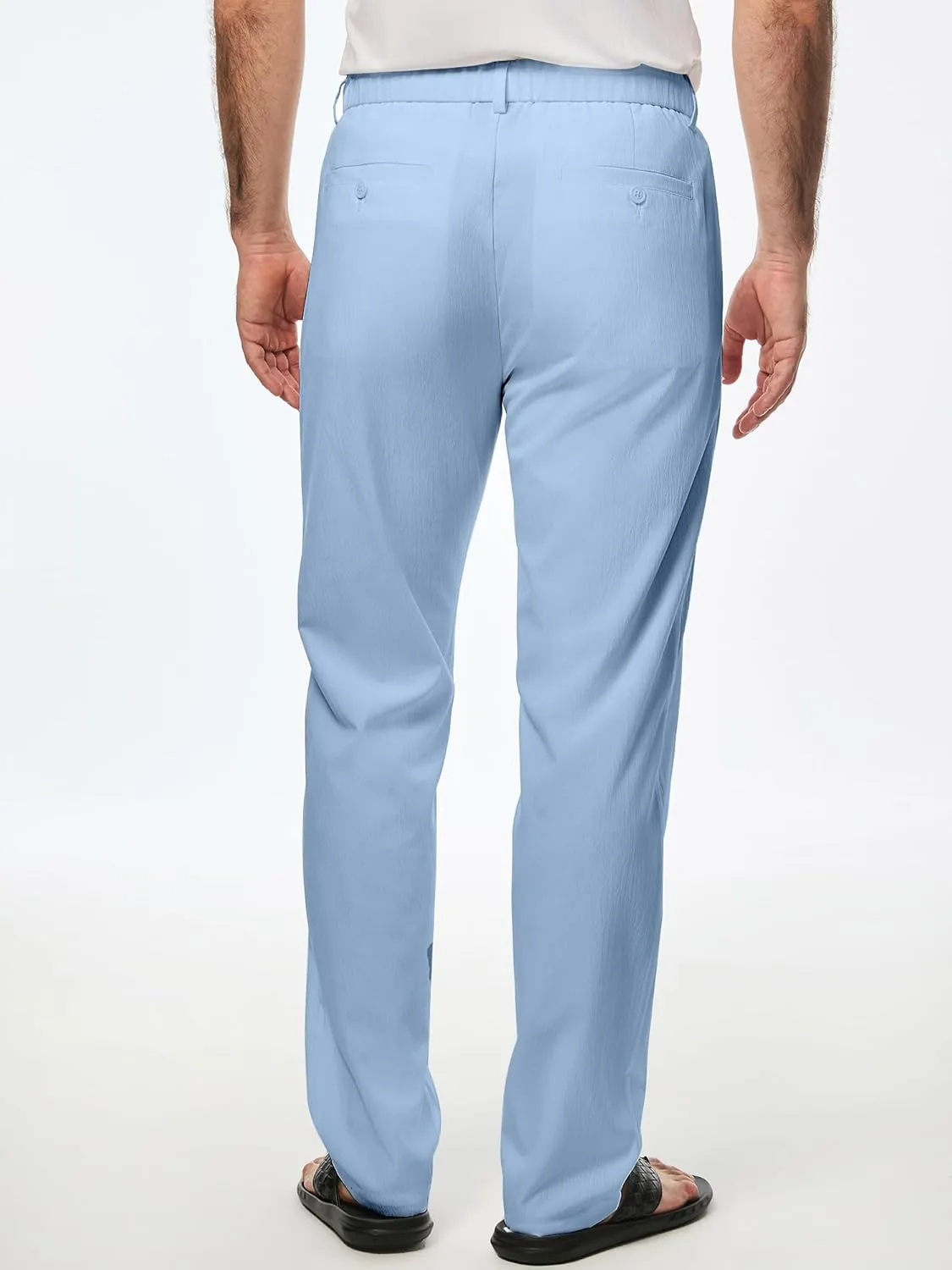 JMIERR Men's Linen Drawstring Pants Elastic Waist Drawstring Lightweight Trouser Casual Yoga Summer Beach Pant