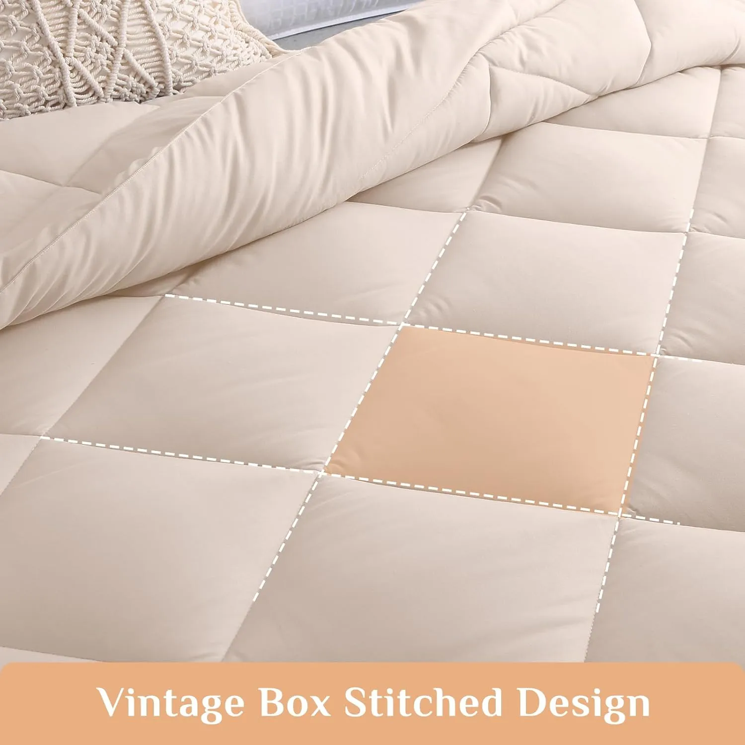 JOLLYVOGUE 11 Pieces King Comforter Set, Reversible Bed in a Bag King Size, All Season Bedding Set with Soft Beige Comforter, Flat Sheets, Fitted Sheets, Pillowcases & Shams