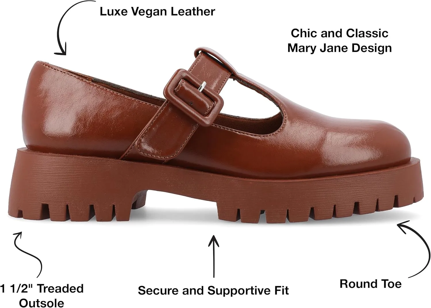 Journee Collection Womens Faux Leather Buckle Mary Janes