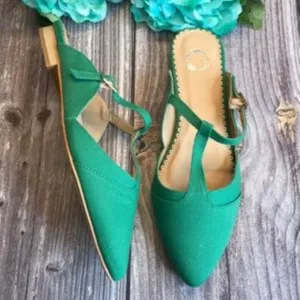 JOURNEE Fernn Green Canvas Mules 7.5M