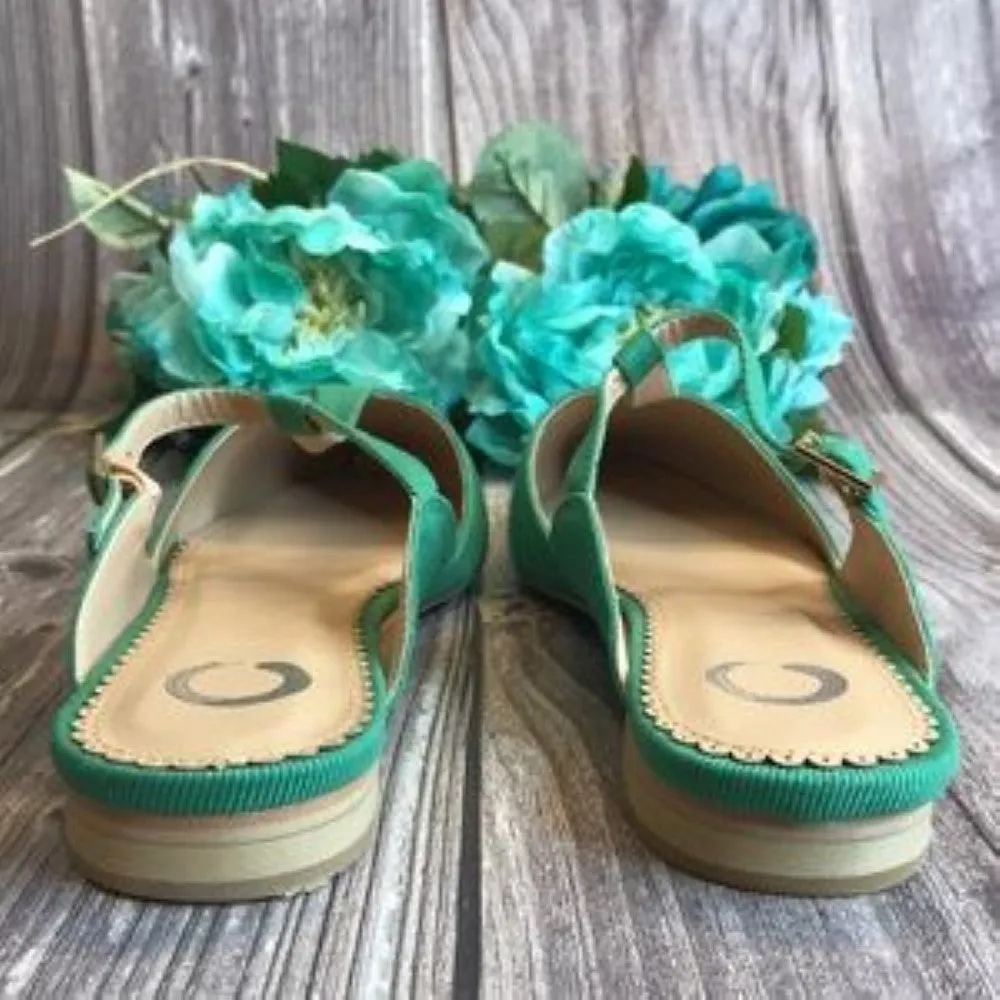 JOURNEE Fernn Green Canvas Mules 7.5M