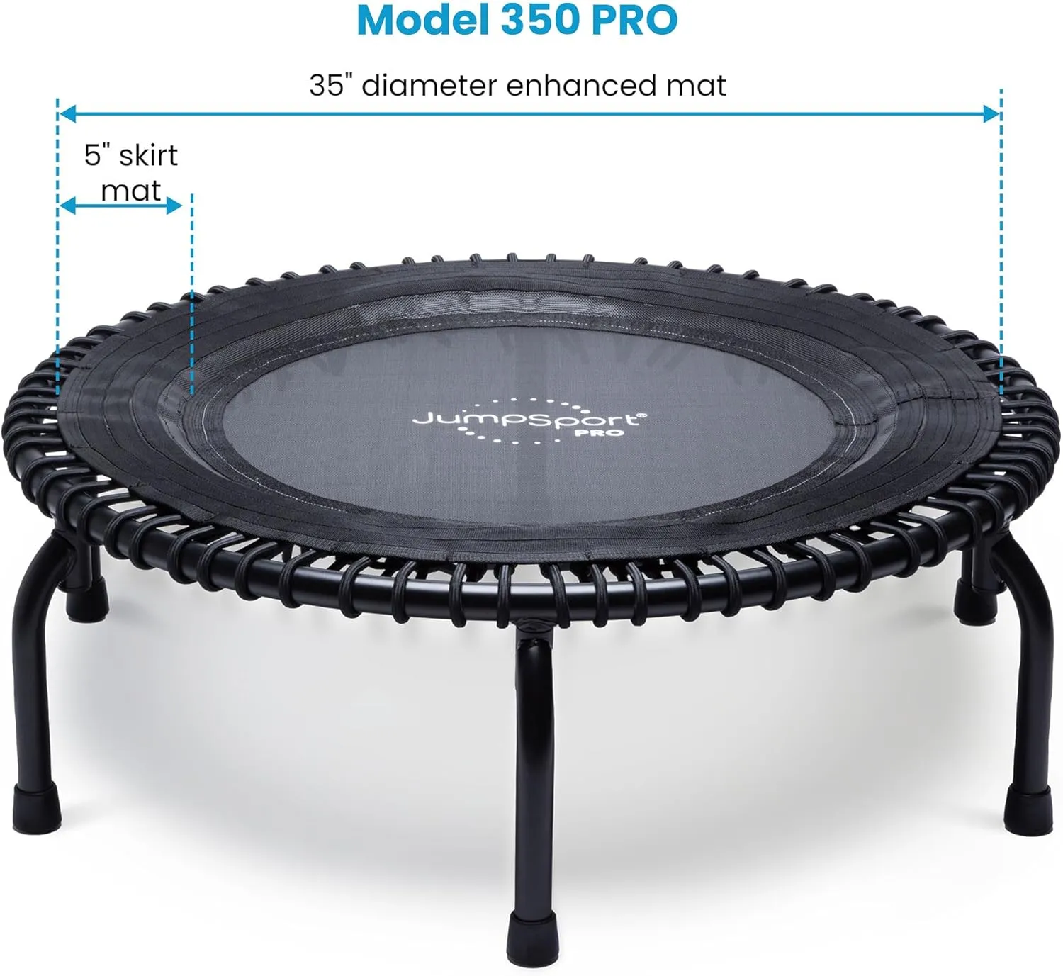 JumpSport 350 PRO Indoor Heavy Duty Fitness Trampoline, 39-inch | 36 Premium EnduroLast 4 Elastic Cords | Customized Bounce with 7 Settings | 300 lb Wt. Rating | 60-Day Free Trial to 350  Videos