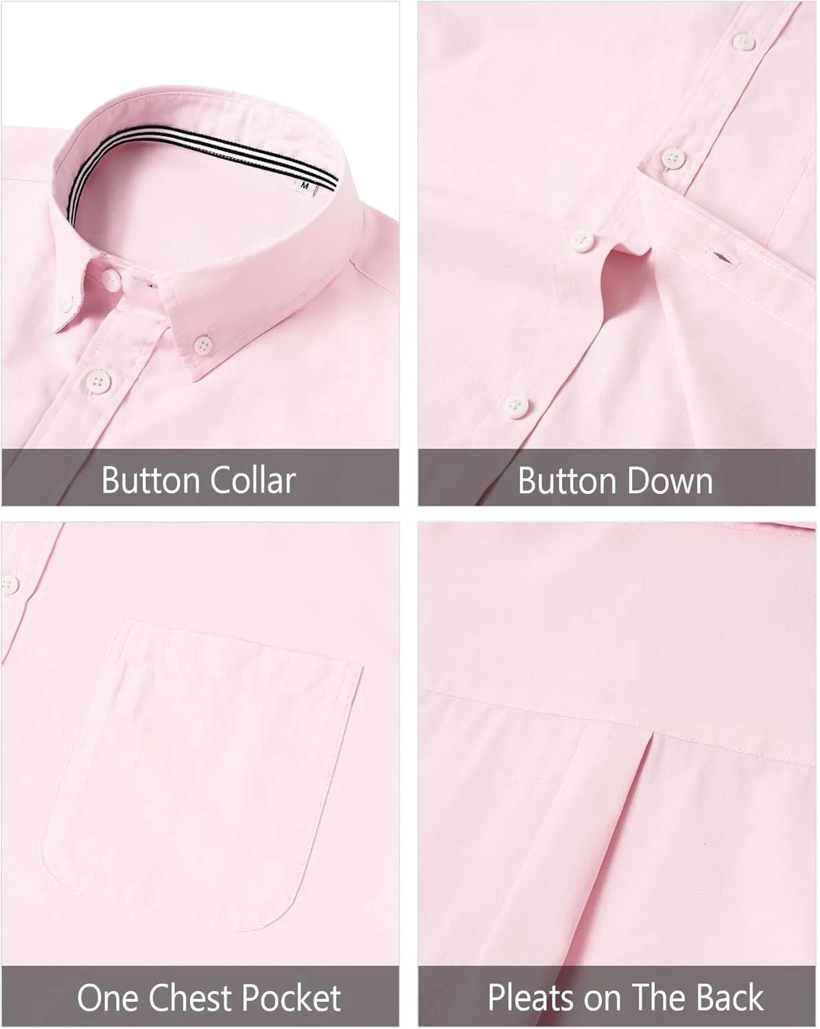 J.VER Men's Oxford Shirt Solid Casual Button Down Collar Shirts Long Sleeve Dress Shirts with Pocket