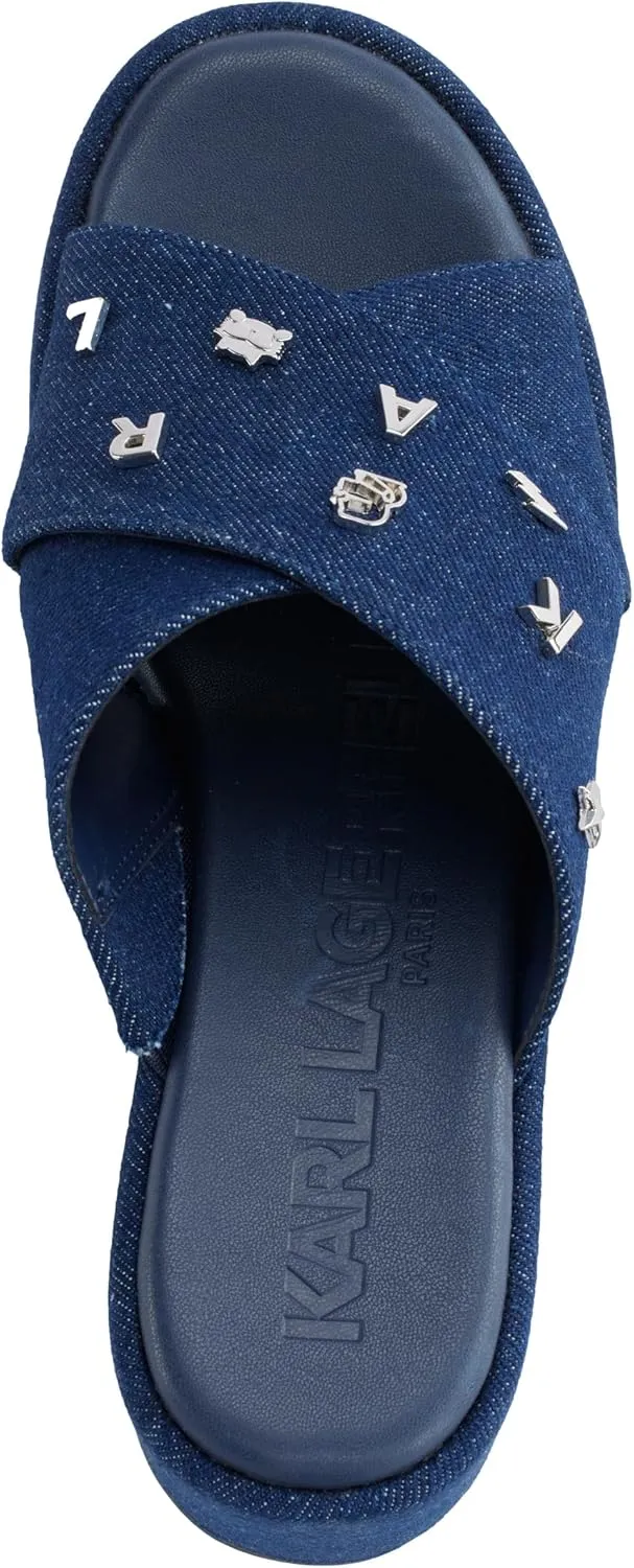 Karl Lagerfeld Paris Women's Cushioned Insole Everyday Caleigh-X Band Wedge Sandal Oxford Flat