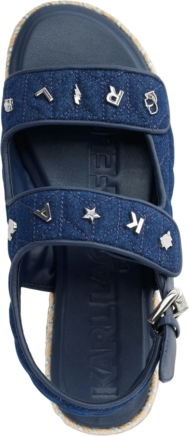 Karl Lagerfeld Paris Women's Cushioned Insole Everyday Charlay Studs-Ankle Sandal Flat