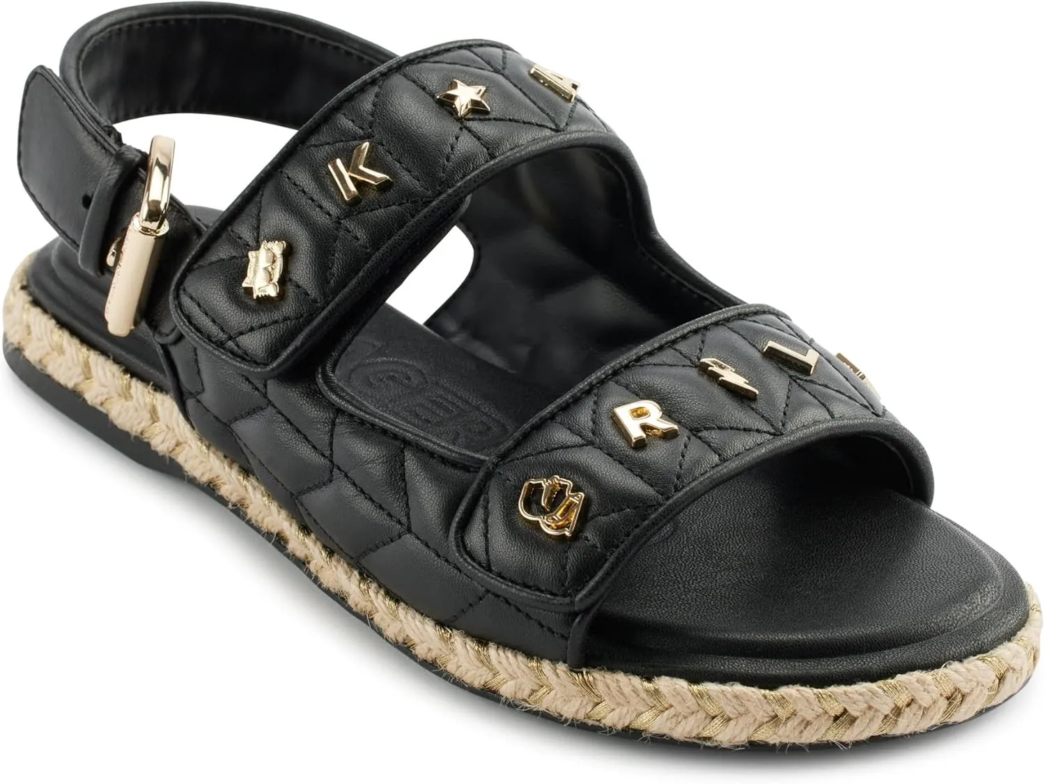 Karl Lagerfeld Paris Women's Cushioned Insole Everyday Charlay Studs-Ankle Sandal Flat