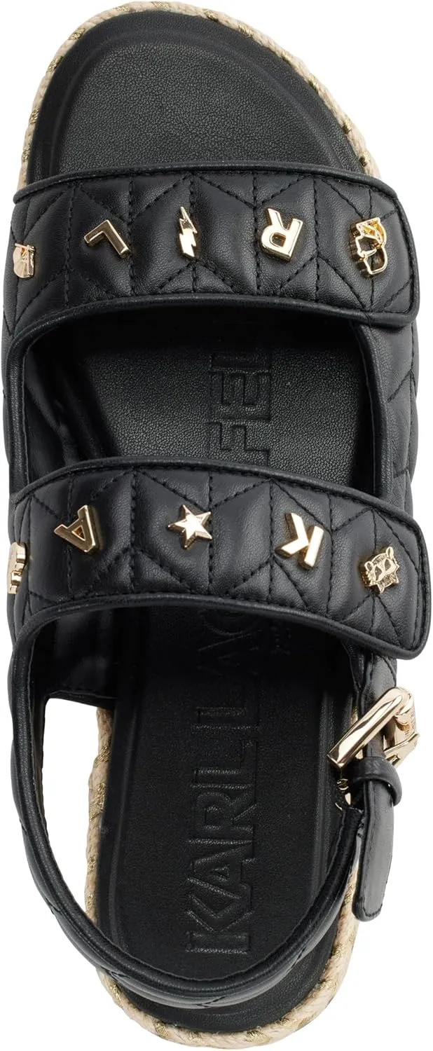 Karl Lagerfeld Paris Women's Cushioned Insole Everyday Charlay Studs-Ankle Sandal Flat