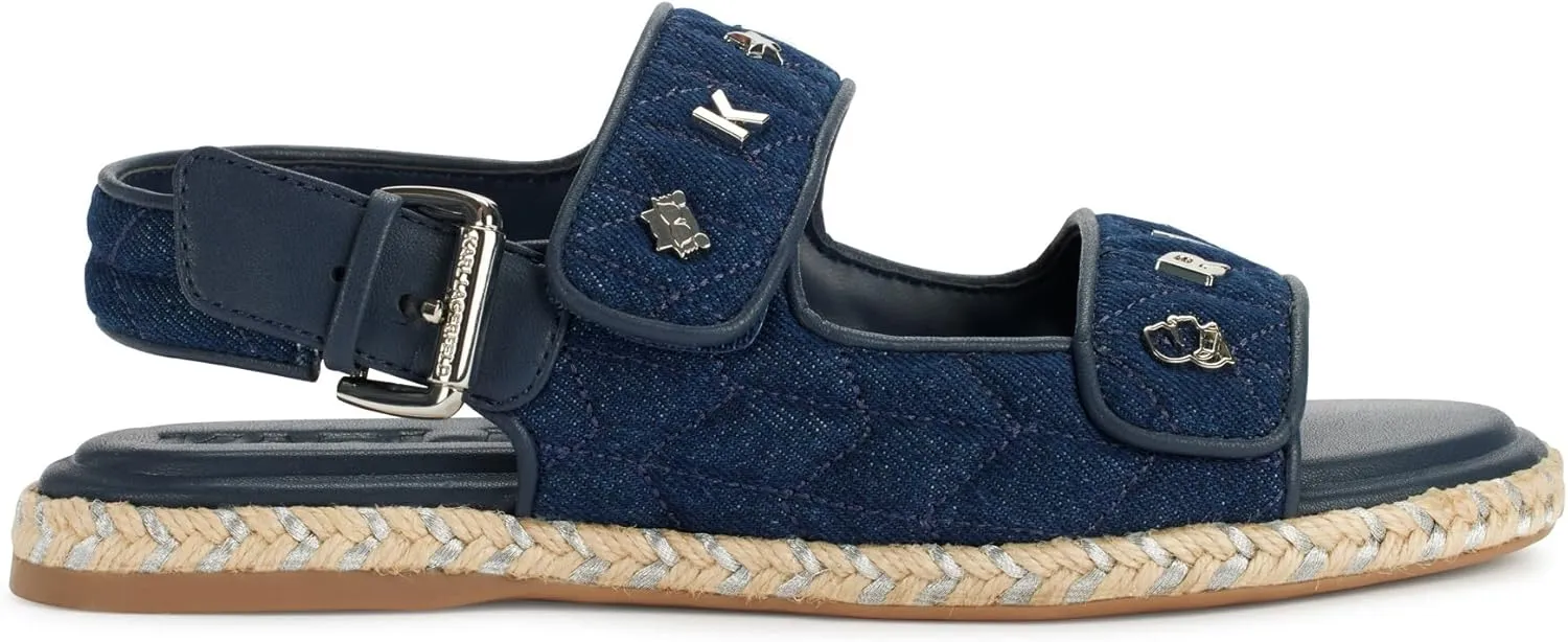 Karl Lagerfeld Paris Women's Cushioned Insole Everyday Charlay Studs-Ankle Sandal Flat