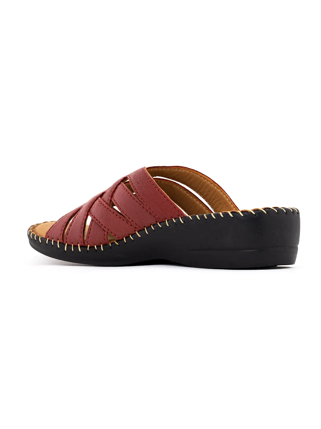 Khadim Softouch Leather Wedge Heel Mule Slip On Sandal for Women