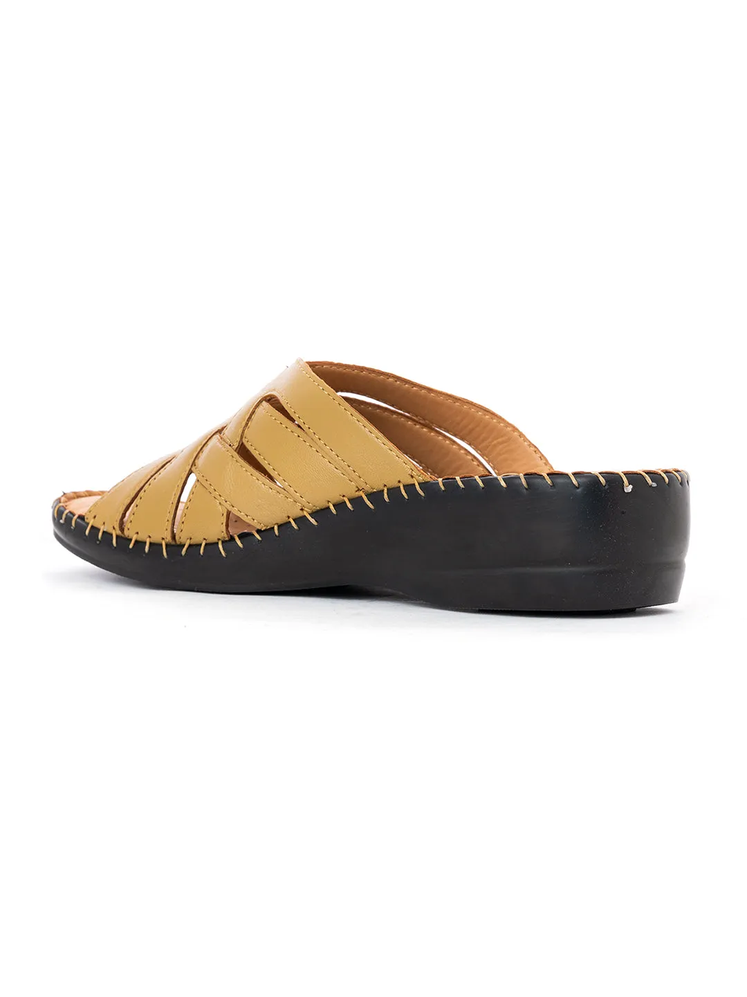 Khadim Softouch Leather Wedge Heel Mule Slip On Sandal for Women