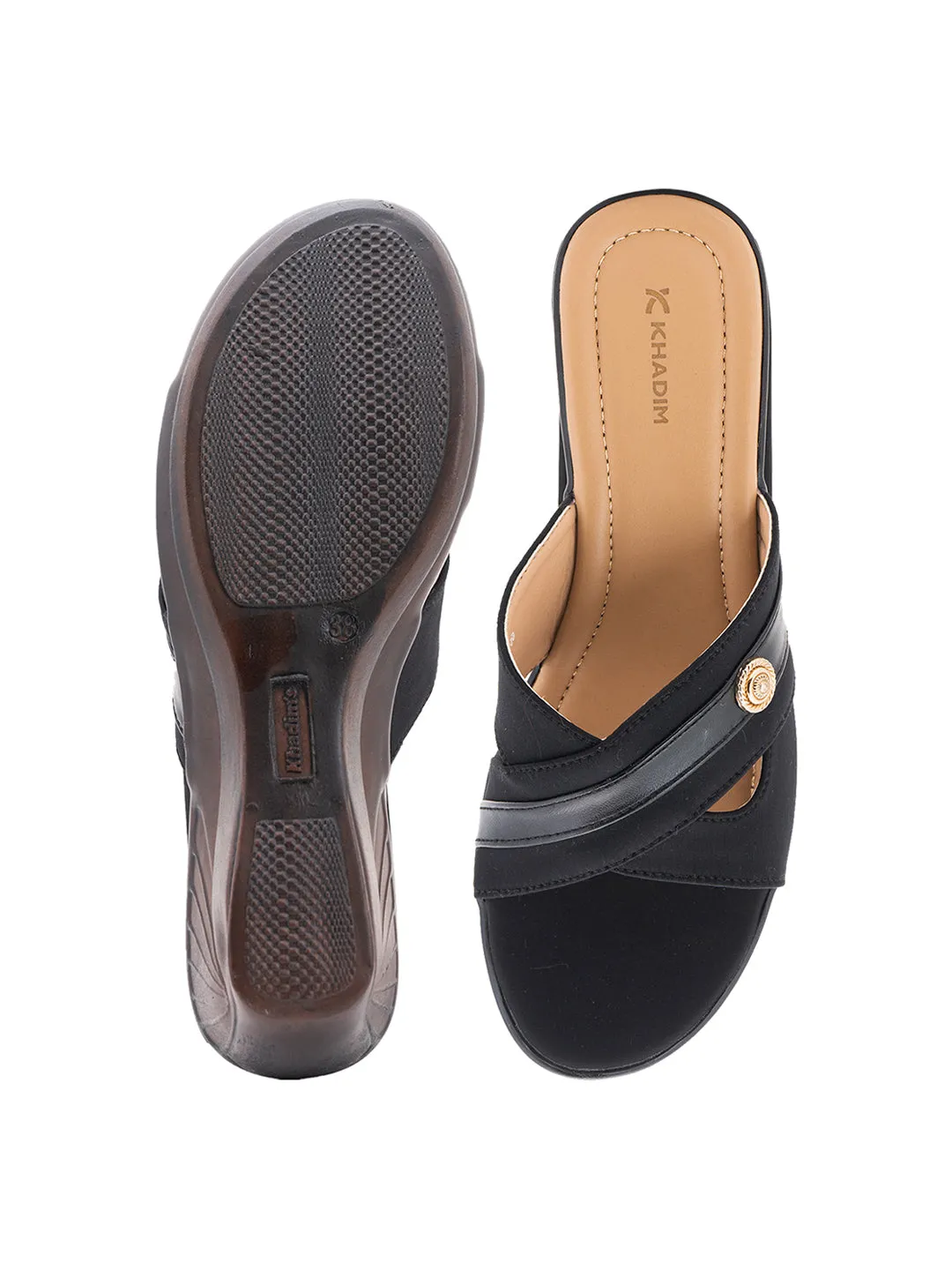 Khadim Wedge Heel Mule Slip On Sandal for Women