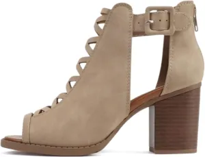 Kira - Women Open Toe Crisscross High Heel Fashion Sandal with Adjustable Ankle Strap and Back Zipper