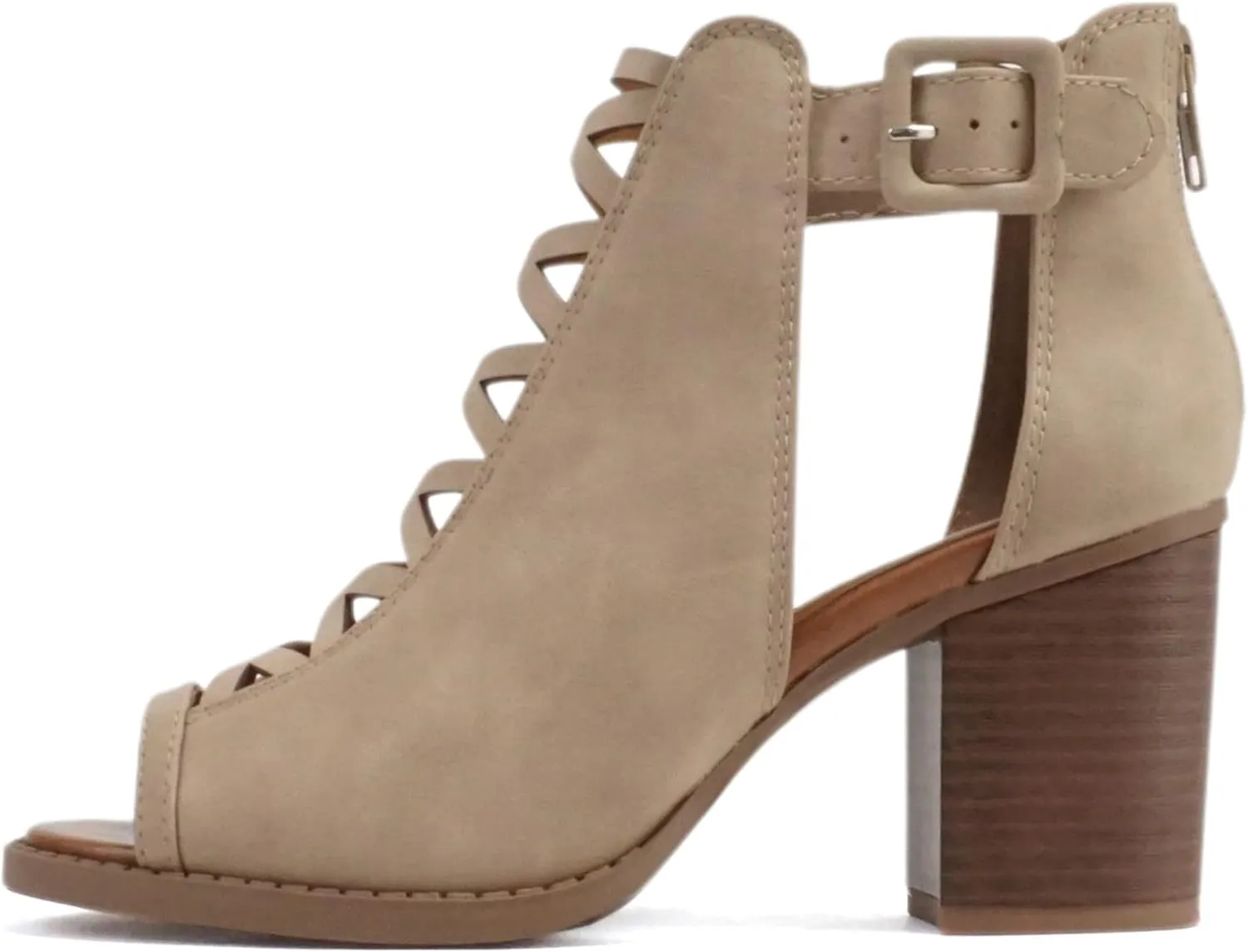 Kira - Women Open Toe Crisscross High Heel Fashion Sandal with Adjustable Ankle Strap and Back Zipper