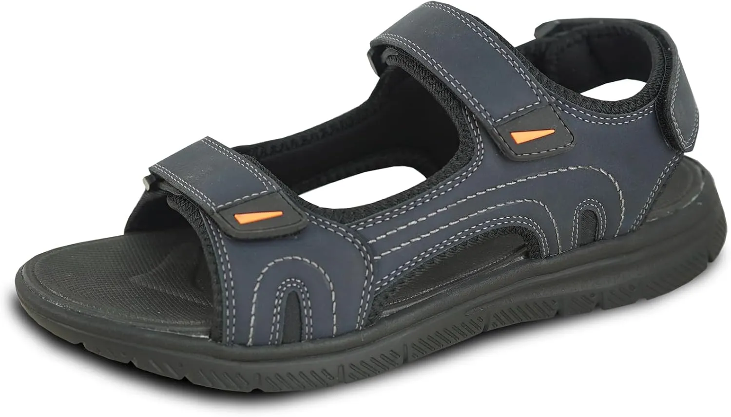 KOZI Men Classic Casual Sandal River Sandal SPORTSMAN Open Toe Adjustable Hook-and-Loop Strap Black Coffee Navy
