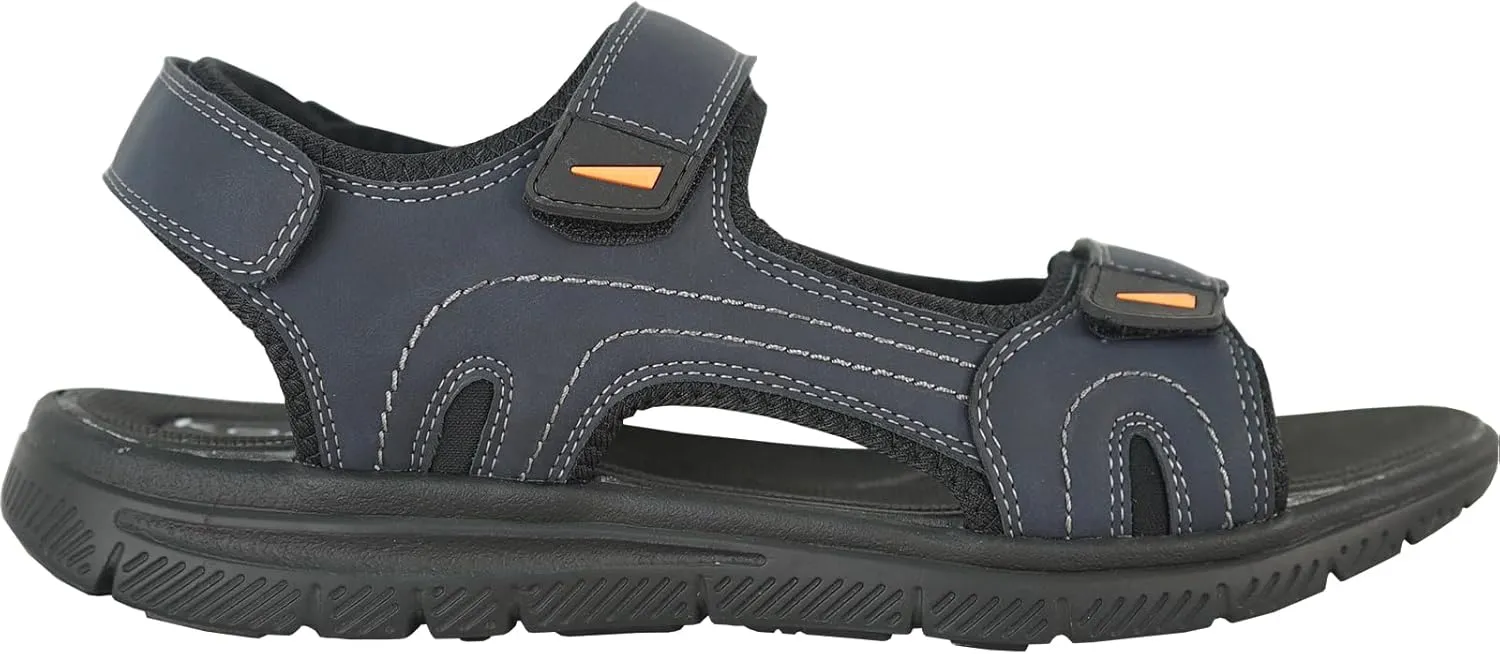 KOZI Men Classic Casual Sandal River Sandal SPORTSMAN Open Toe Adjustable Hook-and-Loop Strap Black Coffee Navy