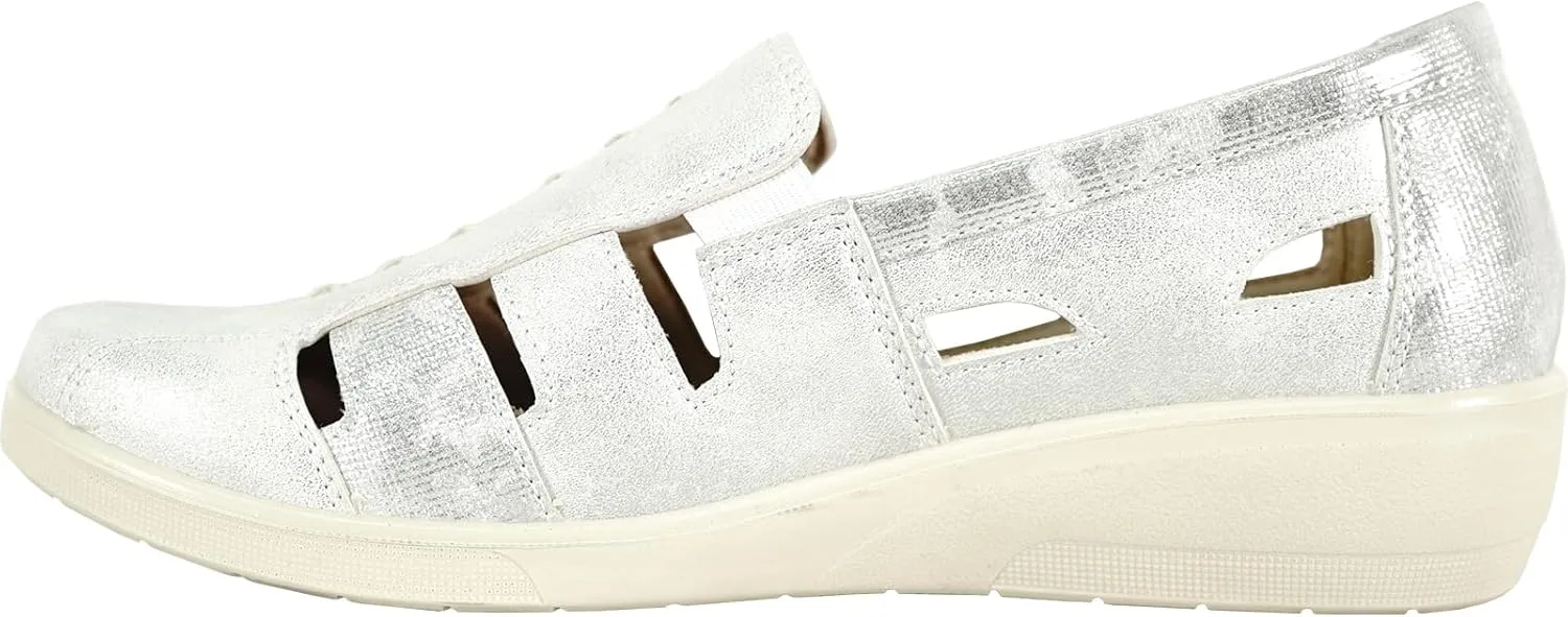 KOZI Women Comfort Casual Wedge Sandal Shoe Slip-On Loafer Mary Jane Round or Cap Toe with Removable Insole