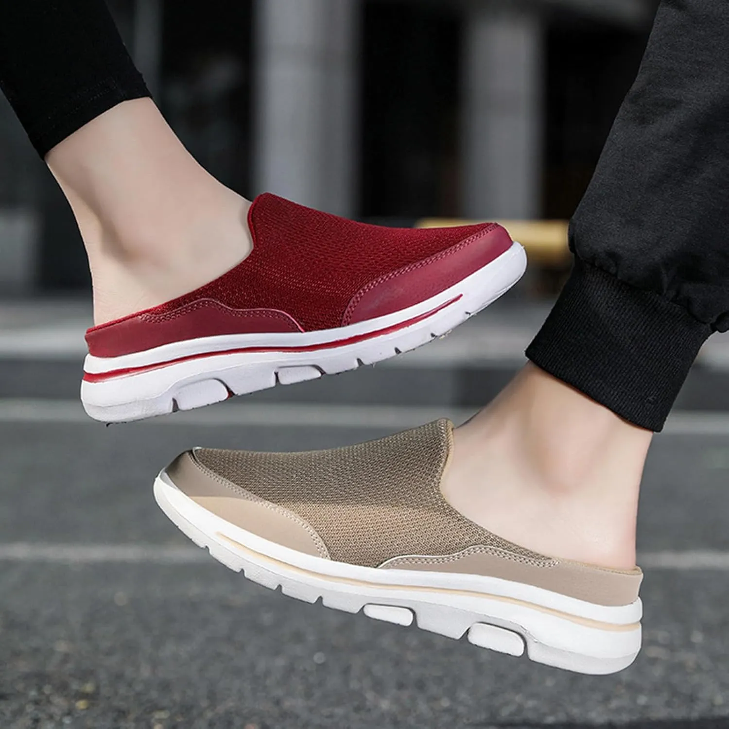 Kubbon Slip On Mules & Clogs for Womens Mens Breathable Mesh Walking Mules Sneakers Backless Hiking Shoes for Traveling Closed Toe Slippers