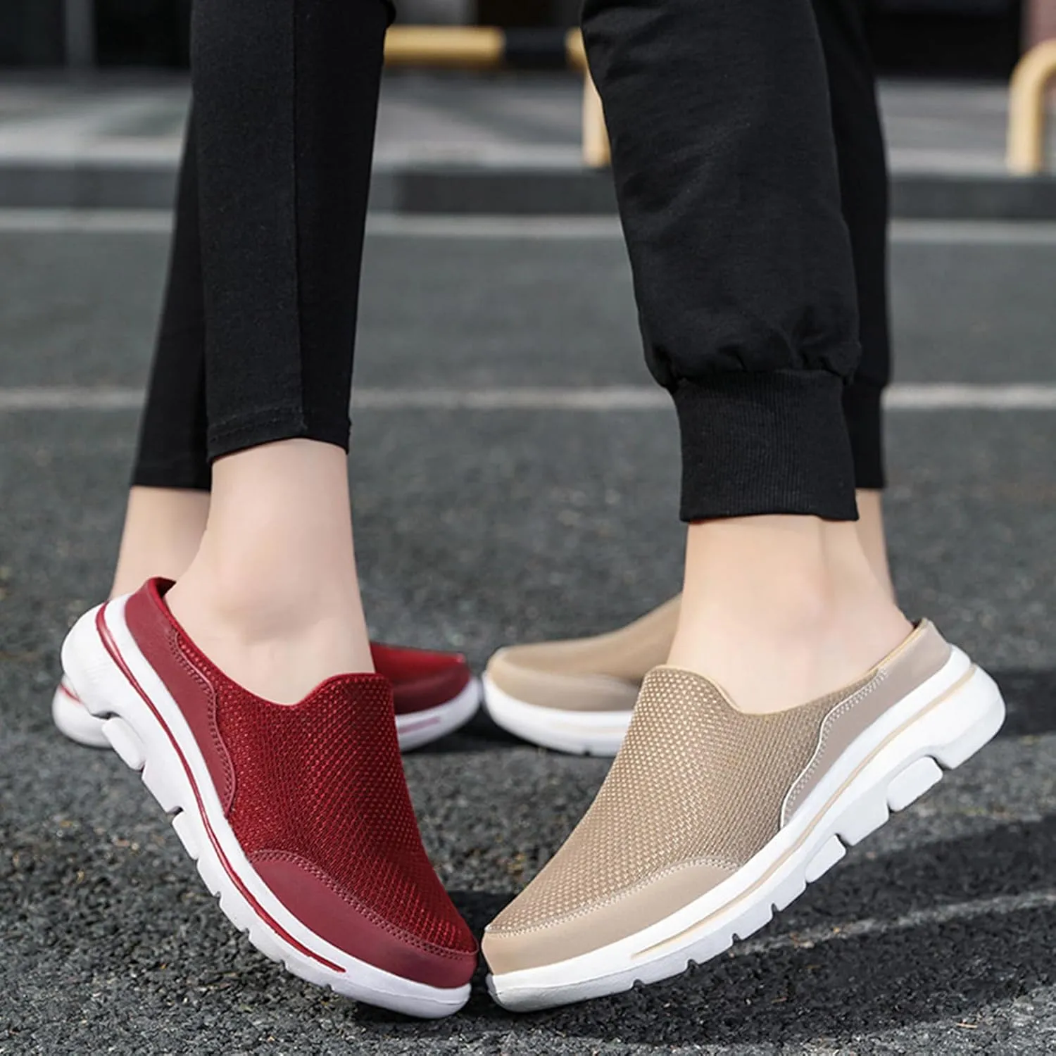 Kubbon Slip On Mules & Clogs for Womens Mens Breathable Mesh Walking Mules Sneakers Backless Hiking Shoes for Traveling Closed Toe Slippers