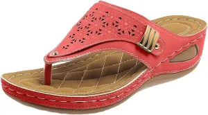Kubbon Wedge Sandals for Women Comfortable Open Toe Platform Flips Slip On Walking Beach Slides Casual Summer Orthotic Flip Flops with Arch Support