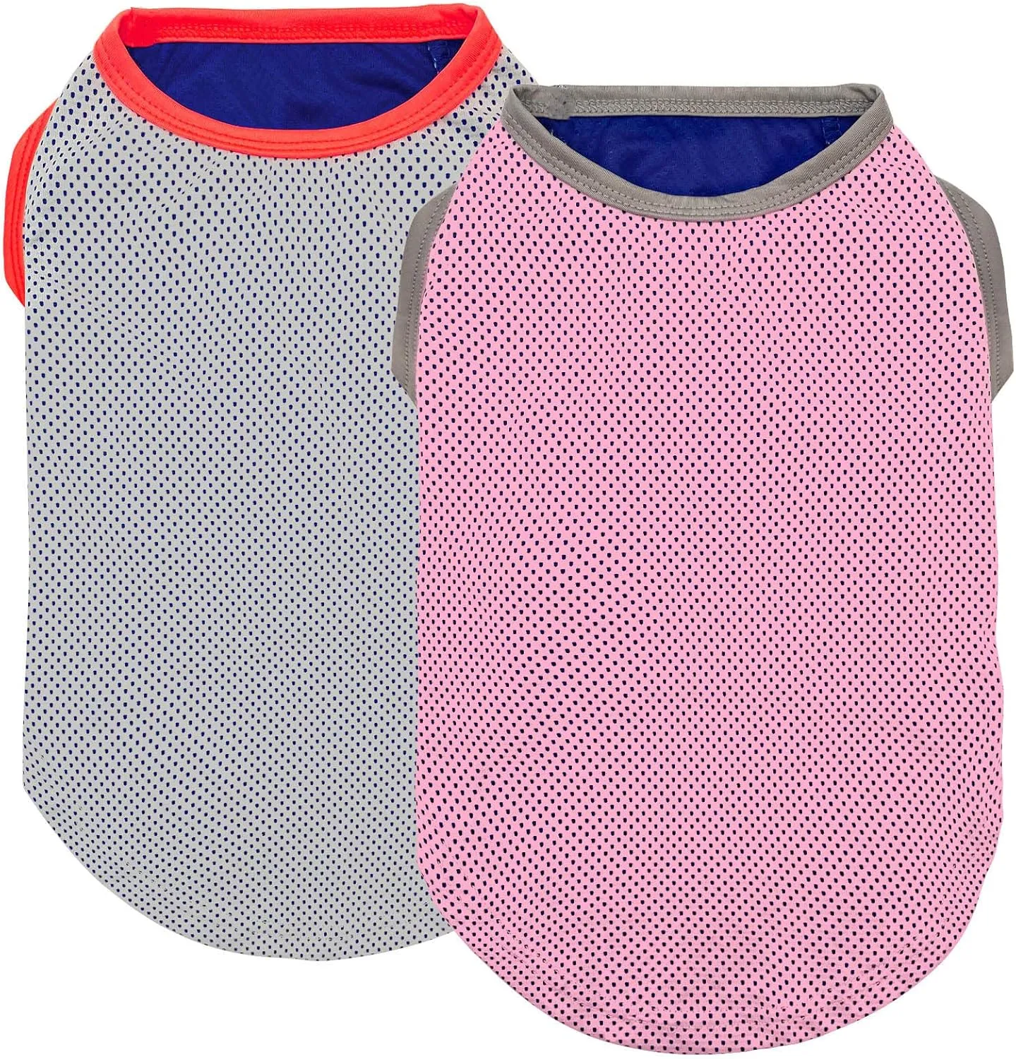 KYEESE 2 Pack Dog Cooling Shirts Dogs Breathable Instant Cooling Dogs Vest Lightweight for Summer Dog Apparel, Pink Grey, Medium