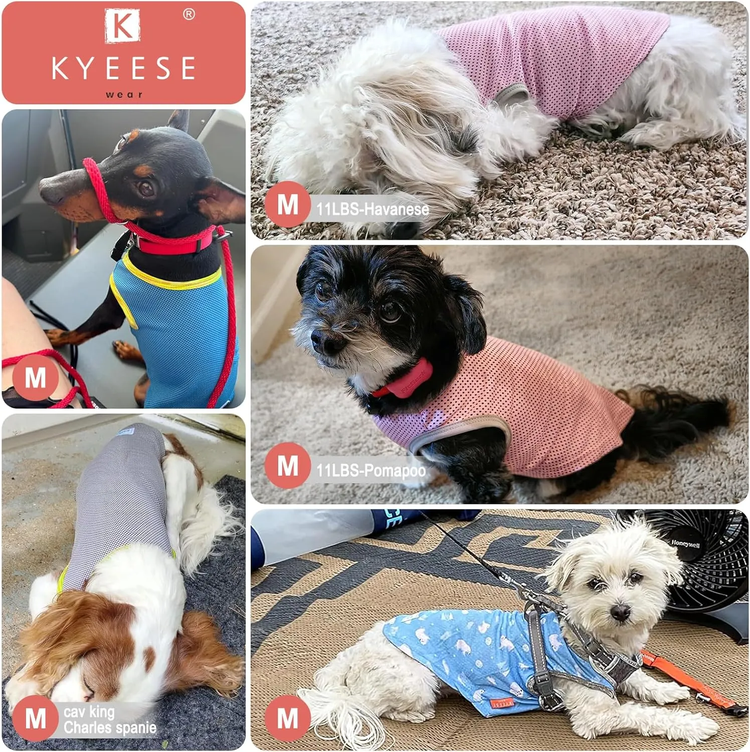 KYEESE 2 Pack Dog Cooling Shirts Dogs Breathable Instant Cooling Dogs Vest Lightweight for Summer Dog Apparel, Pink Grey, Medium