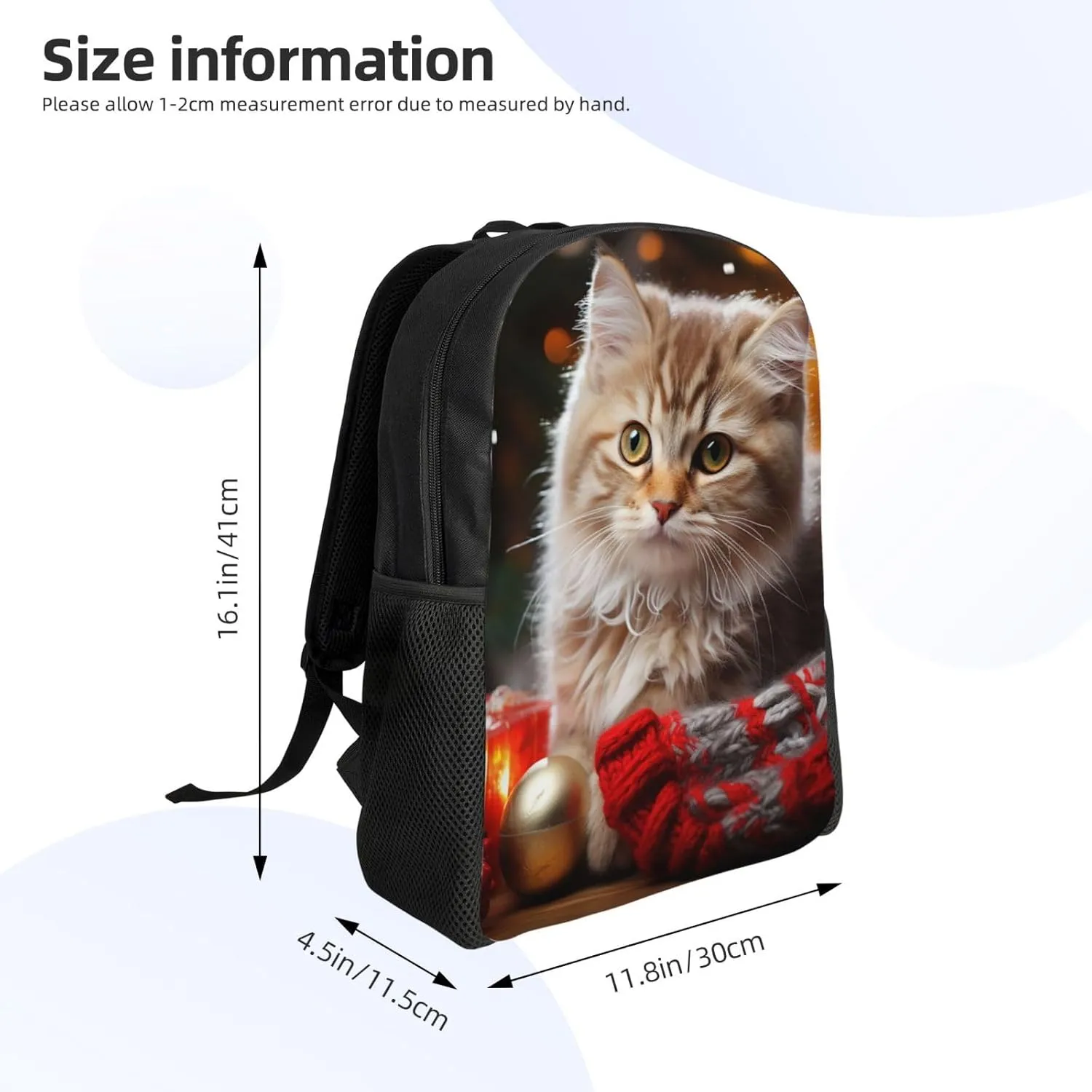Laptop Backpack for Men Women Carry On Backpack Christmast Cat Backpack Lightweight Travel Bag Casual Daypack