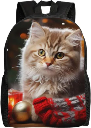 Laptop Backpack for Men Women Carry On Backpack Christmast Cat Backpack Lightweight Travel Bag Casual Daypack