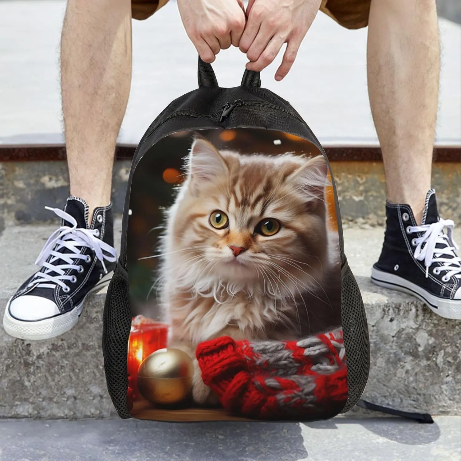 Laptop Backpack for Men Women Carry On Backpack Christmast Cat Backpack Lightweight Travel Bag Casual Daypack