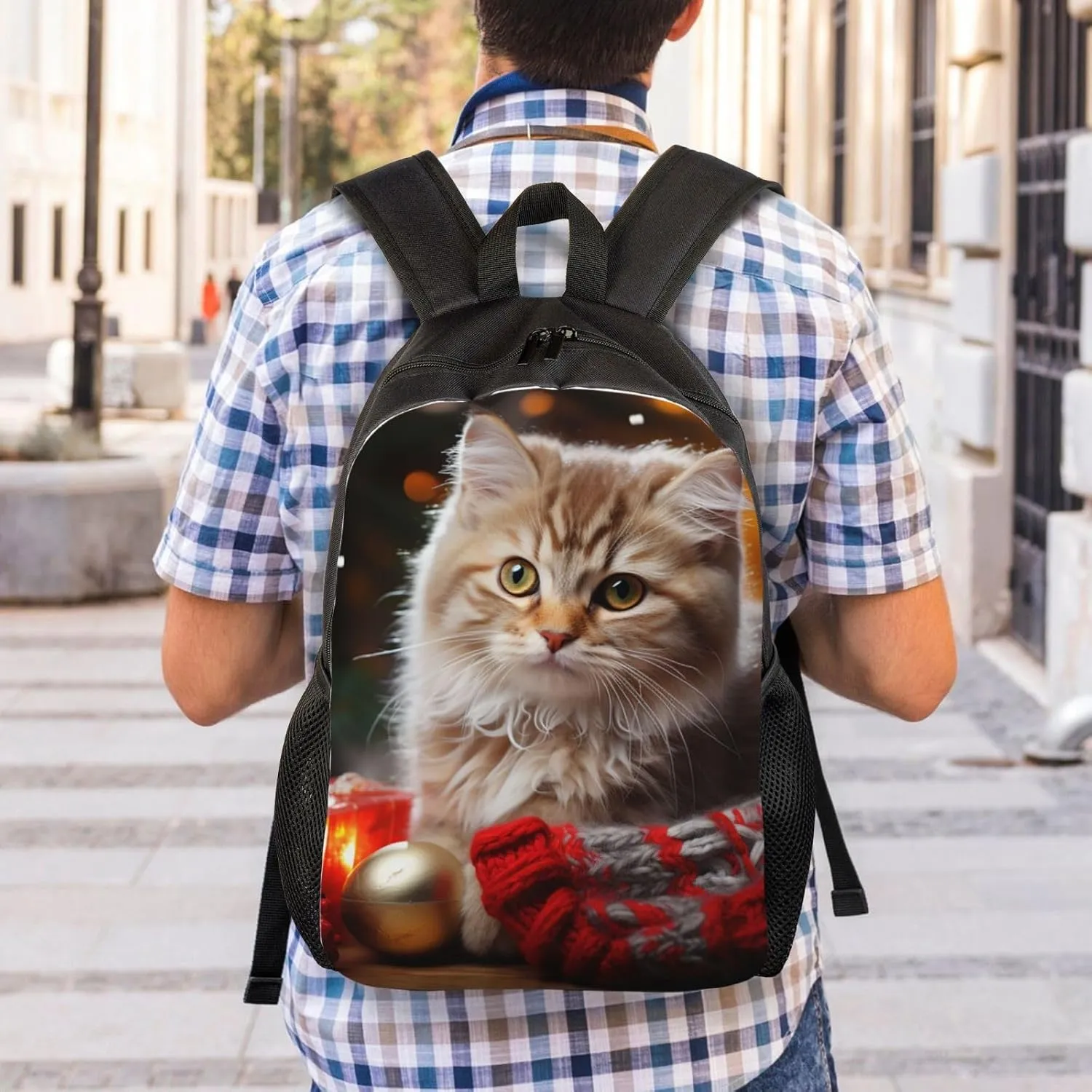 Laptop Backpack for Men Women Carry On Backpack Christmast Cat Backpack Lightweight Travel Bag Casual Daypack