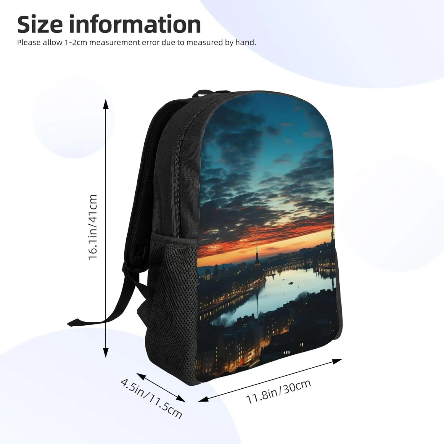 Laptop Backpack for Men Women Carry On Backpack Cityscape Dusk Backpack Lightweight Travel Bag Casual Daypack