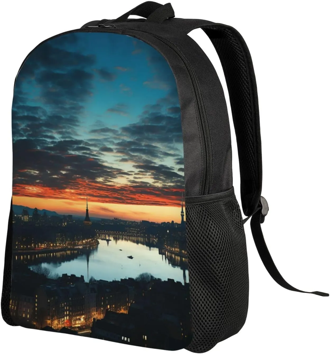 Laptop Backpack for Men Women Carry On Backpack Cityscape Dusk Backpack Lightweight Travel Bag Casual Daypack