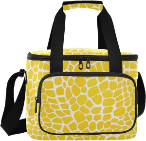 Large Lunch Bag Yellow Lizard Skin Texture Insulated Cooler Tote Soft Freeze Lunch Box for Adult Women Men Picnic Camping Beach Hiking 24-Can (18L)