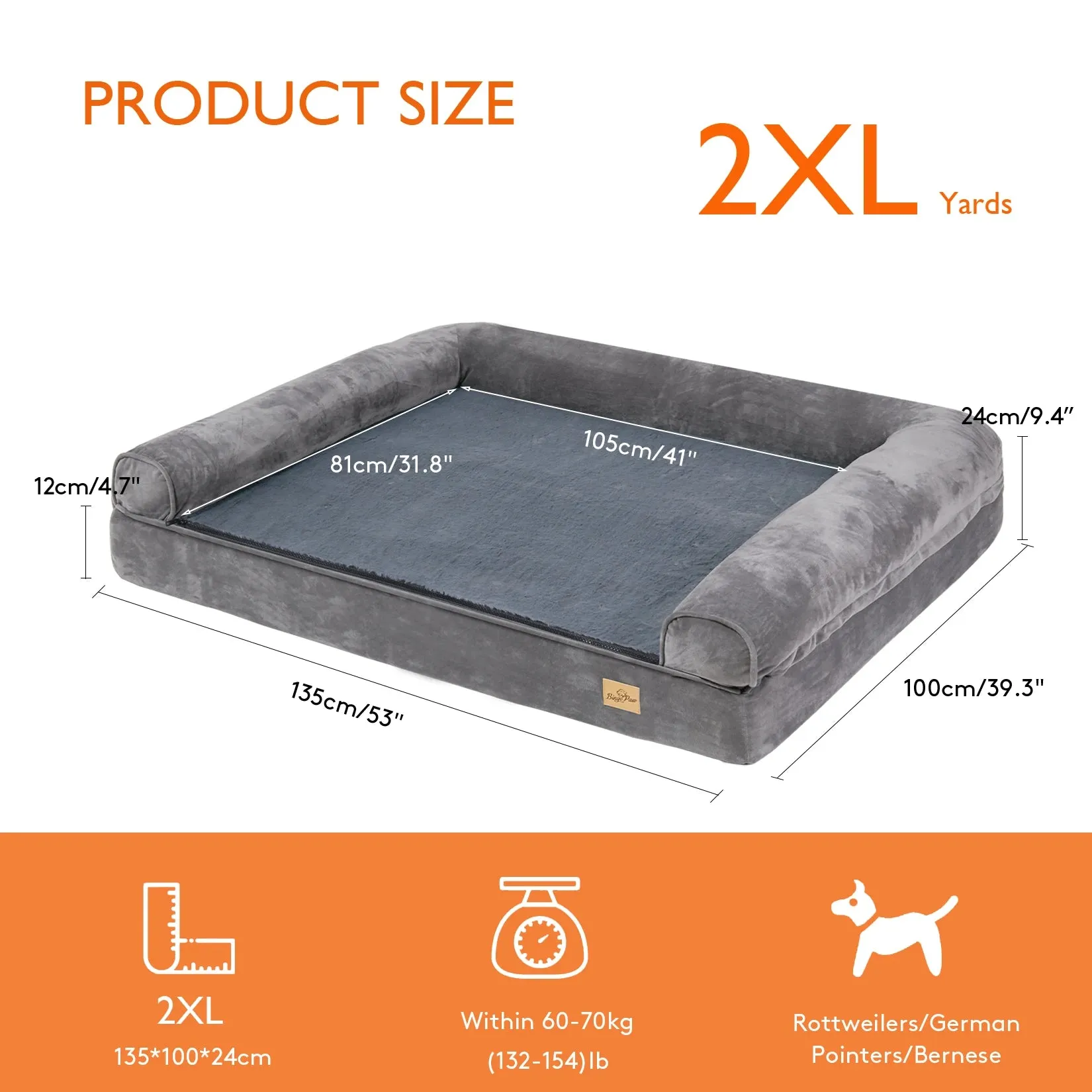 Large Orthopedic Pet Bed Washable Cover