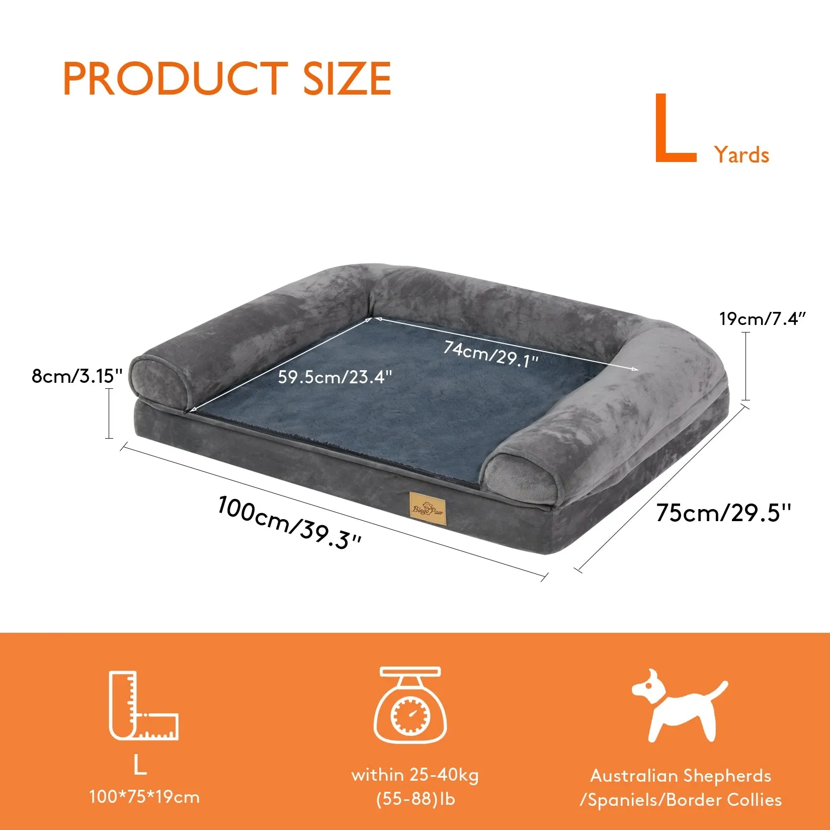 Large Orthopedic Pet Bed Washable Cover