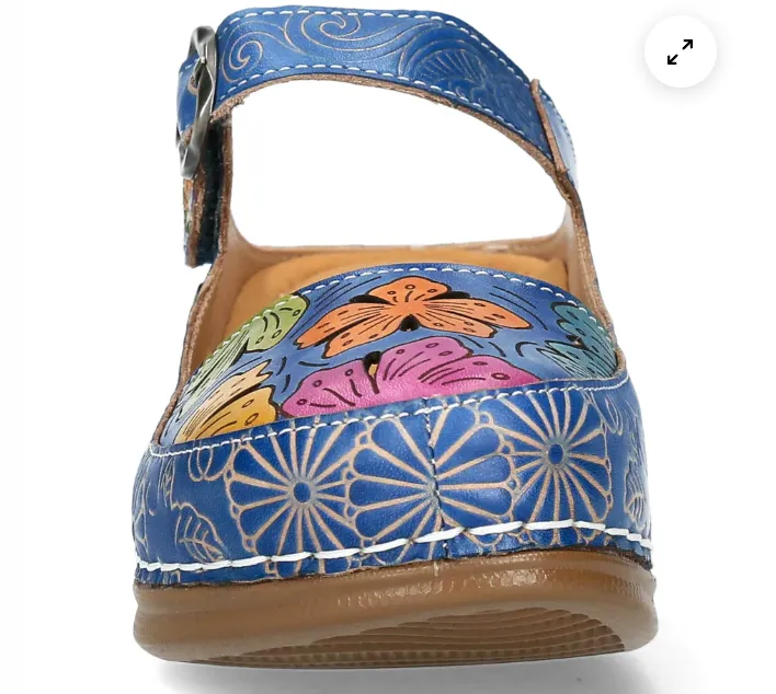 Laura Vita"Biscuit 13" Leather Mule in Blue