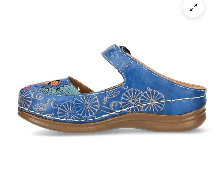 Laura Vita"Biscuit 13" Leather Mule in Blue